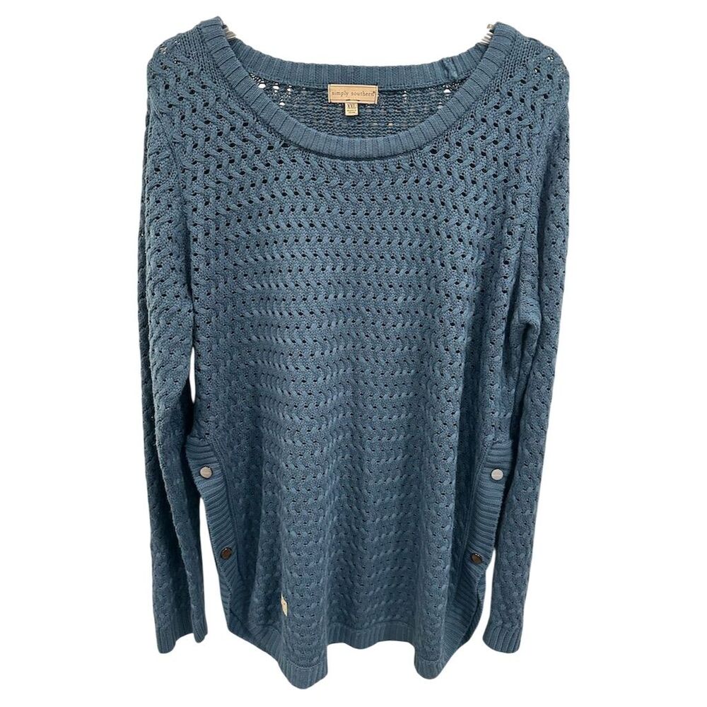 Simply Southern Women's 2XL Blue Knit Tunic Sweater Casual Chunky Knit AK104